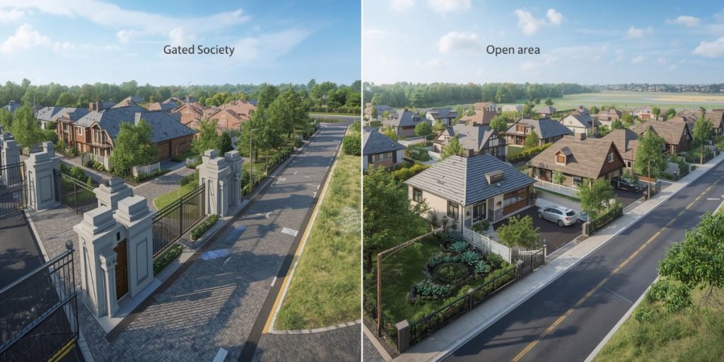 Gated Housing Societies vs Open Residential Areas